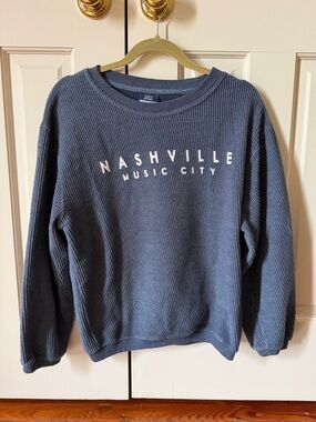 Nashville Music City Women's Crewneck Sweatshirt Pullover - Slate Blue